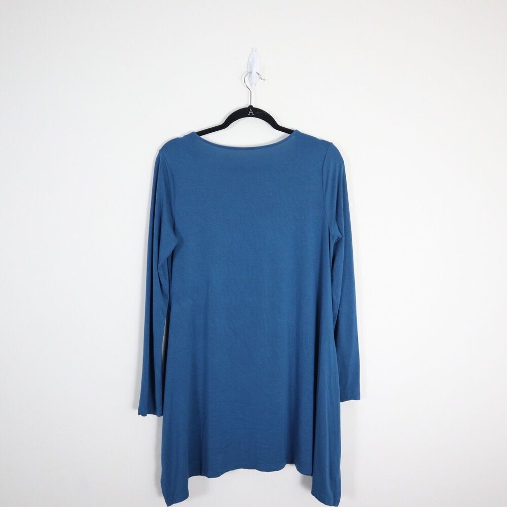 Soft Surroundings Size M Jersey Knit Tunic Scoop Neck Teal Blue Lagenlook - Picture 9 of 12